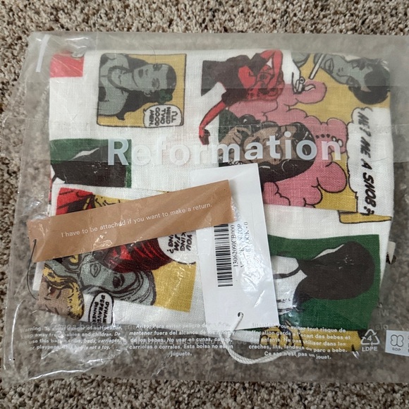 NWT Reformation Vio Linen Top Comic Book - Picture 7 of 8